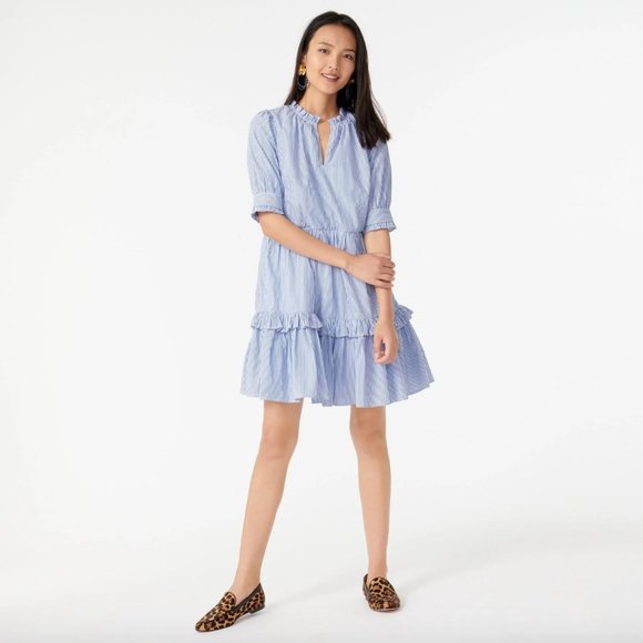 J. Crew Dresses & Skirts - NWT J.Crew Ruffleneck Tiered Popover Dress in stripe